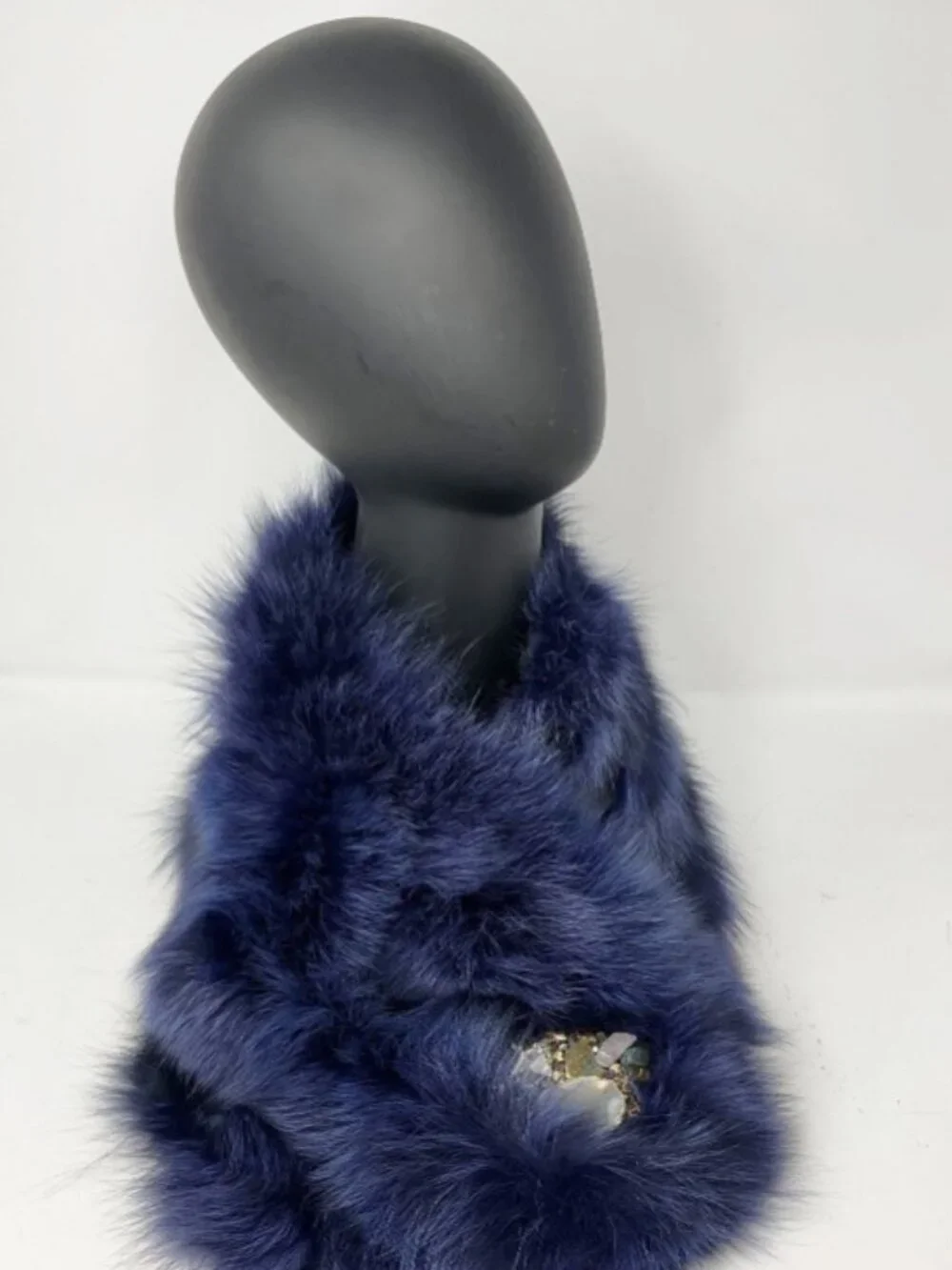 New w Tag Box Neveen M Designs Blue Dyed Fox Fur Embellished Collar For Pet Dog